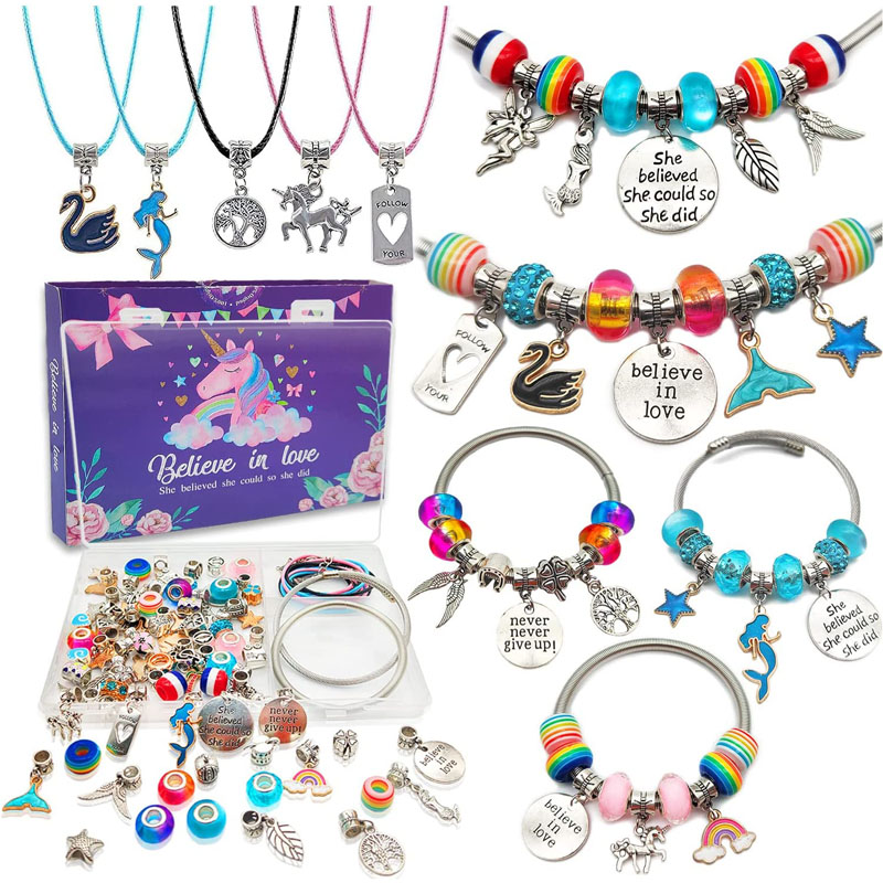 Charm Bracelet Making Kit Kids ຫັດຖະກຳສິລະປະ DIY